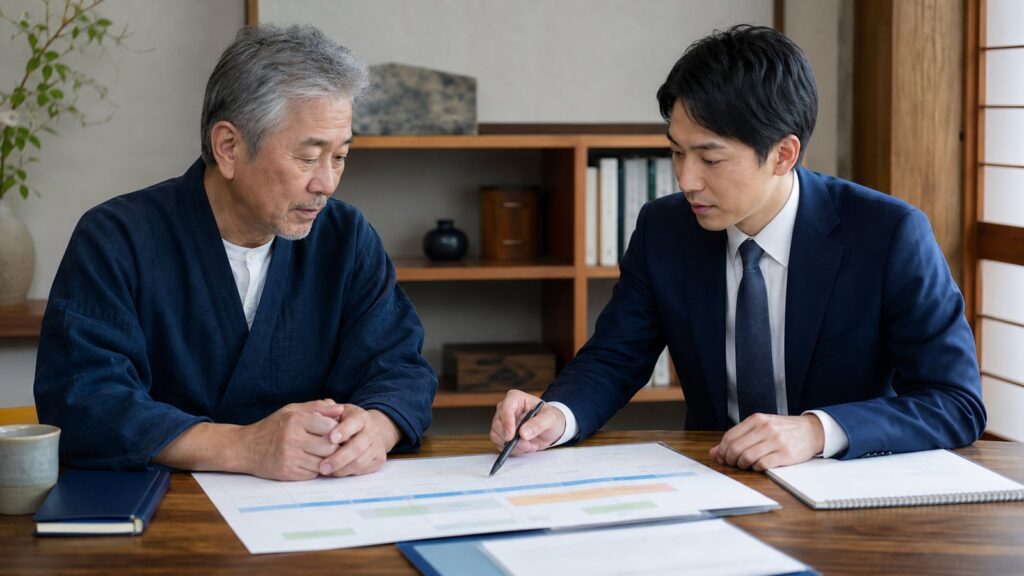 後継者不在の京都企業が第三者承継を相談する場面